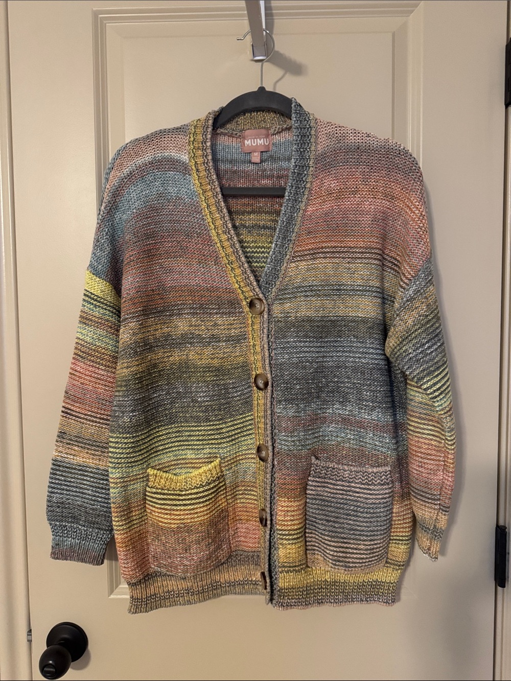 Show Me Your MuMu Calle ombré knit Striped Button Cardigan